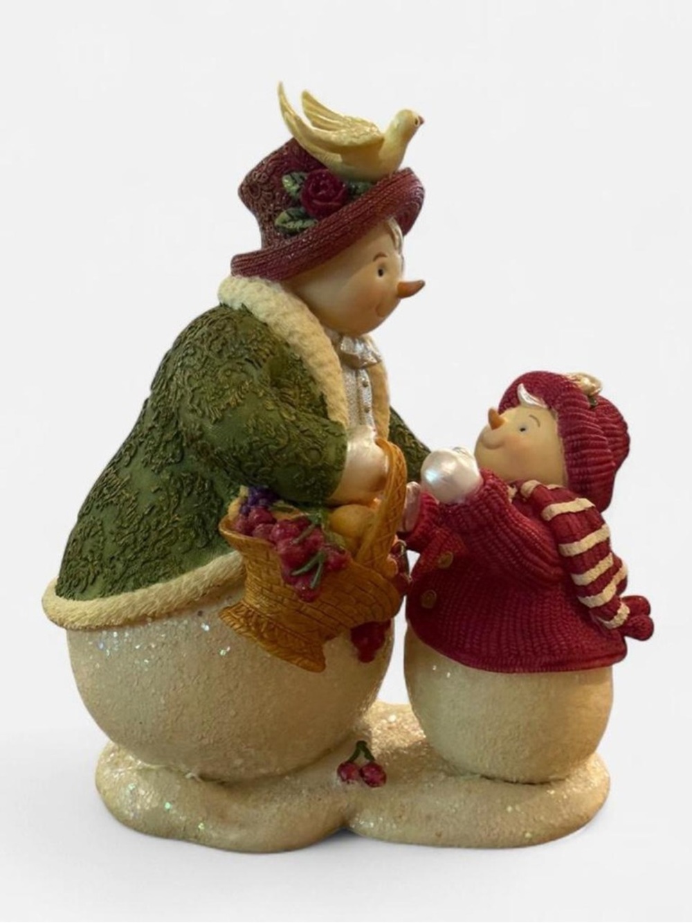 Vintage Demdaco 2003 Festive Snowman Pair Figurine